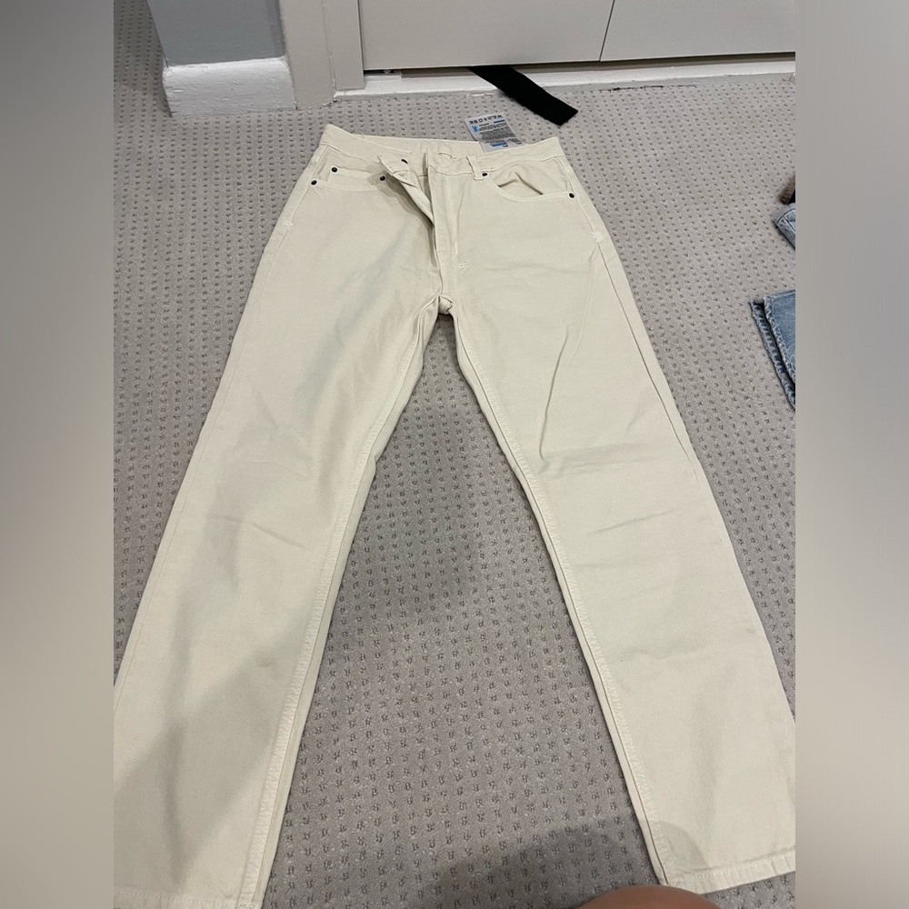 Ksubi Cream Straight Leg Jeans with Relaxed Fit